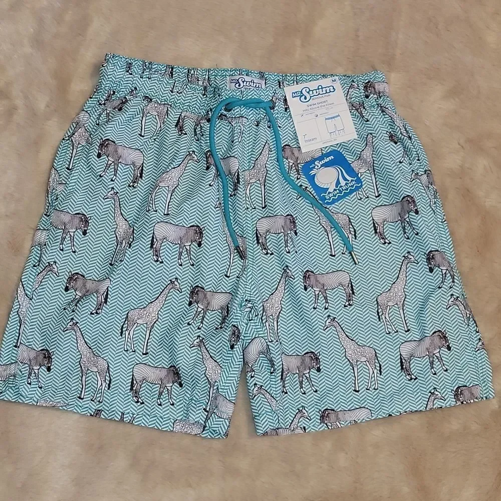 MR. SWIM CHEVRON ANIMAL PRINT SWIM SHORTS, SIZE MEDIUM - NEW!